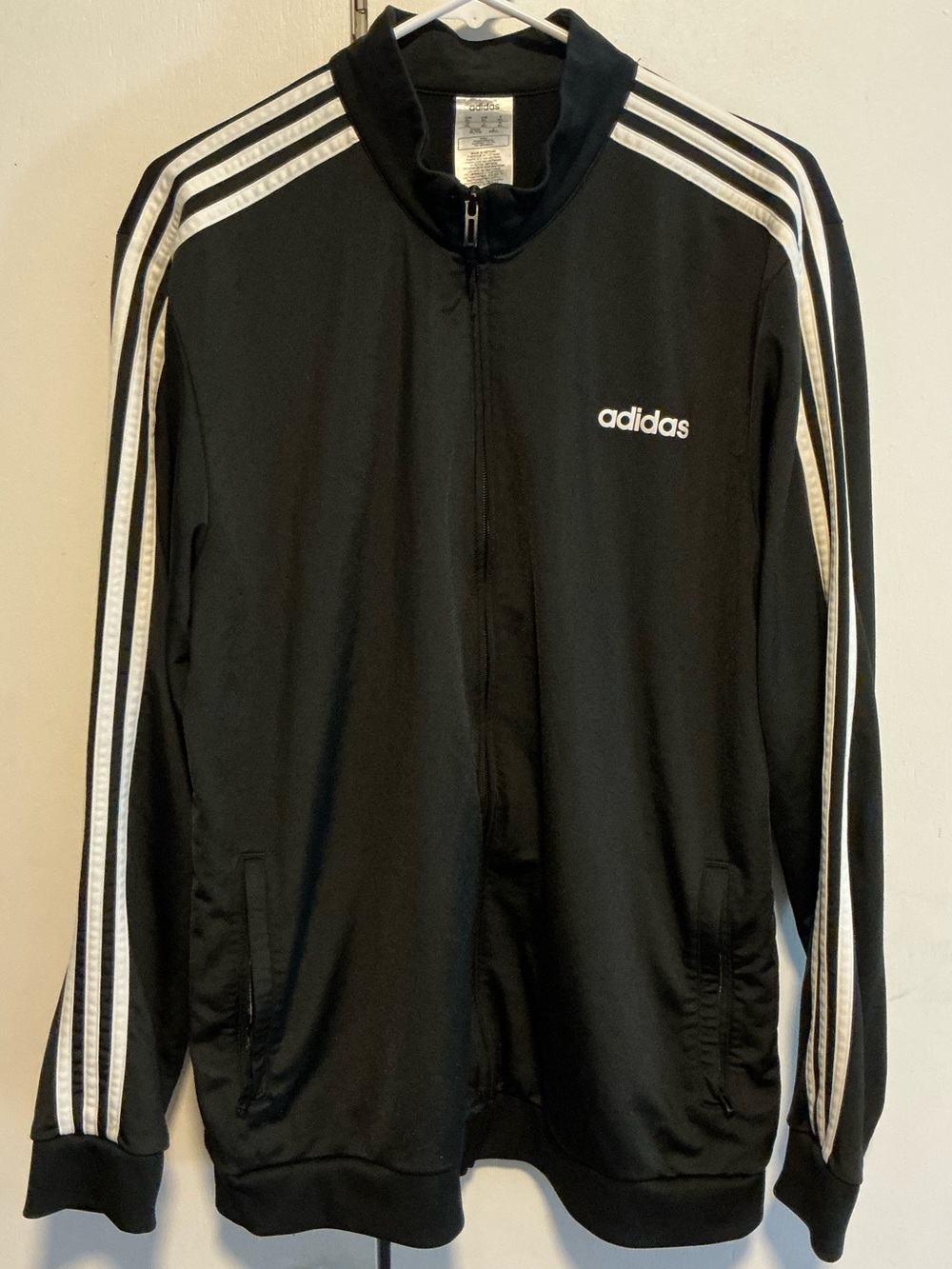 adidas Black Track Jacket with White Three Stripes